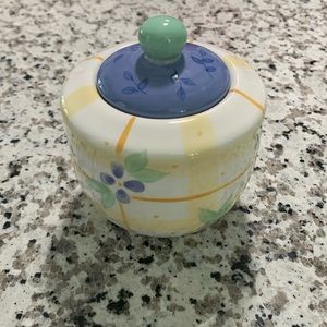 Floral Breeze design hand painted sugar bowl with lid!